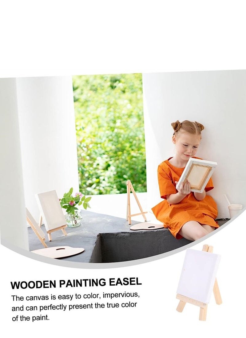 Generic - 6 Sets Small Stand Photo Canvas Small Display Shelf White Mini Canvase for Painting Mini Drawing Easel Set Tripod Suite Small Wooden Frame Oil Paints At Home Toddler Wooden - Image 1