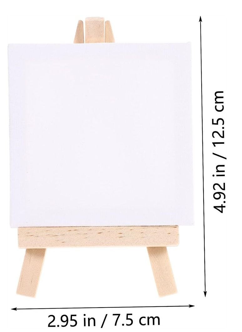 Generic - 6 Sets Small Stand Photo Canvas Small Display Shelf White Mini Canvase for Painting Mini Drawing Easel Set Tripod Suite Small Wooden Frame Oil Paints At Home Toddler Wooden - Image 1