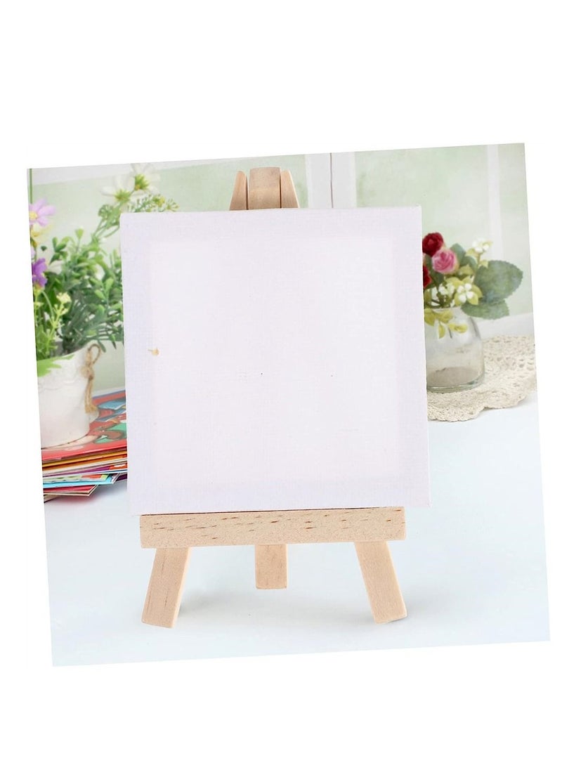 Generic - 6 Sets Small Stand Photo Canvas Small Display Shelf White Mini Canvase for Painting Mini Drawing Easel Set Tripod Suite Small Wooden Frame Oil Paints At Home Toddler Wooden - Image 1