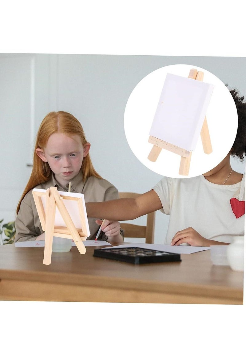 Generic - 6 Sets Small Stand Photo Canvas Small Display Shelf White Mini Canvase for Painting Mini Drawing Easel Set Tripod Suite Small Wooden Frame Oil Paints At Home Toddler Wooden - Image 1