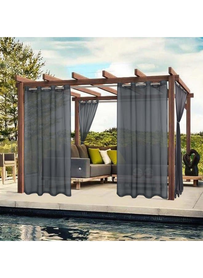 BONZER Outdoor Sheer Curtains for Patio Waterproof - 2 Panels Grommet Indoor Voile Curtains for Living Room, Bedroom, Porch, Pergola, Cabana, 54 x 84 inch, Grey - Image 2