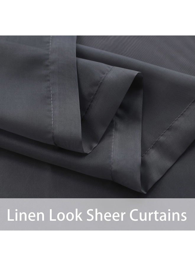 BONZER Outdoor Sheer Curtains for Patio Waterproof - 2 Panels Grommet Indoor Voile Curtains for Living Room, Bedroom, Porch, Pergola, Cabana, 54 x 84 inch, Grey - Image 5