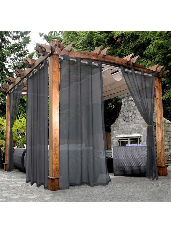 BONZER Outdoor Sheer Curtains for Patio Waterproof - 2 Panels Grommet Indoor Voile Curtains for Living Room, Bedroom, Porch, Pergola, Cabana, 54 x 84 inch, Grey - Image 1