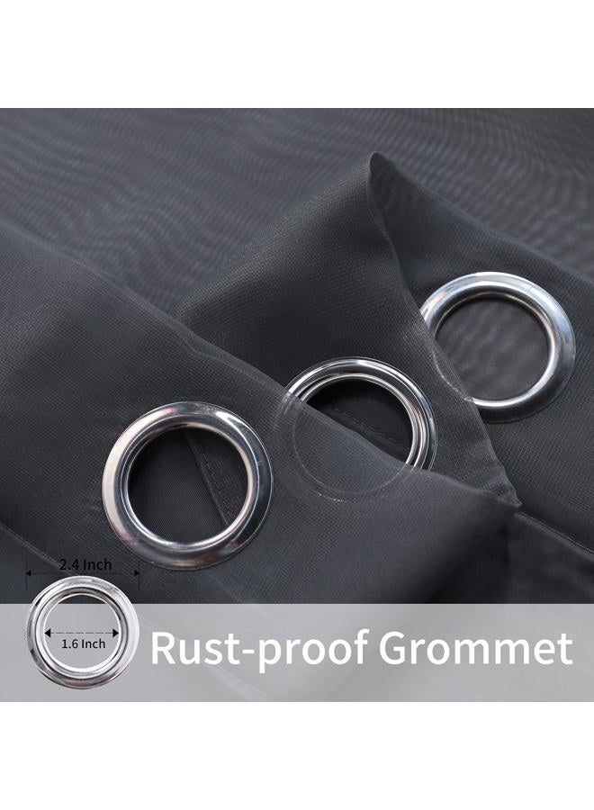 BONZER Outdoor Sheer Curtains for Patio Waterproof - 2 Panels Grommet Indoor Voile Curtains for Living Room, Bedroom, Porch, Pergola, Cabana, 54 x 84 inch, Grey - Image 3