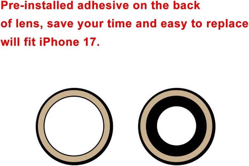 Perzework 2 Sets OEM Back Rear Camera Lens Glass Replacement Compatible with iPhone 17 6.3 inches with pre-Installed Adhesive and Reparing Toolkit - Image 5