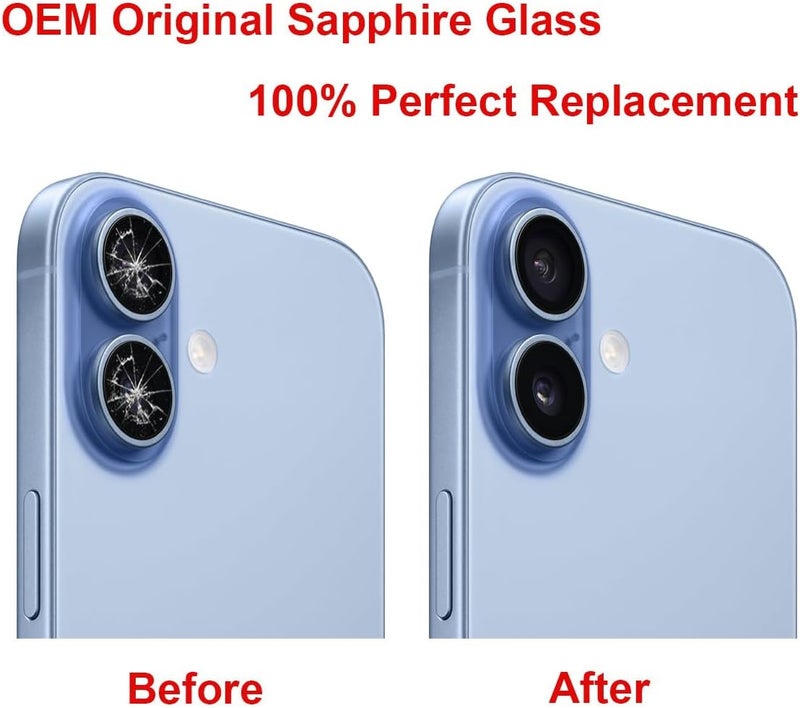 Perzework 2 Sets OEM Back Rear Camera Lens Glass Replacement Compatible with iPhone 17 6.3 inches with pre-Installed Adhesive and Reparing Toolkit - Image 3