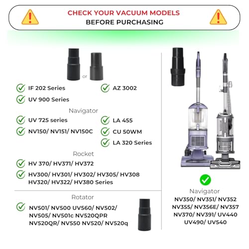 GHAMADE For Shark Navigator NV350 NV351 NV352, Rocket HV301 HV322 HV371 & Rotator NV500 Series-Vacuum Attachments Accessories 1 1/4'' plus Vacuum Adapter Compatible with Sharks Vacuum Cleaners - Image 2