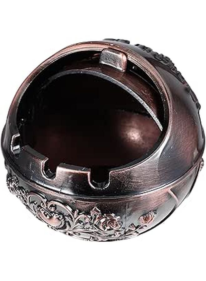 Red Bronze Portable Metal Ashtray with Lid Windproof Smokeless Design for Indoor Outdoor Use - Image 1