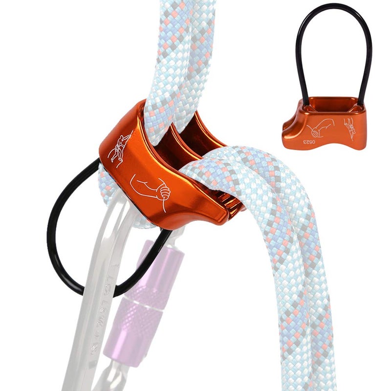 AOKWIT Professional 25KN Rappel ATC Belay Device Aluminum V-grooved Rock Climbing Belay Device Rappelling Descender Safety Equipment (Orange) - Image 1