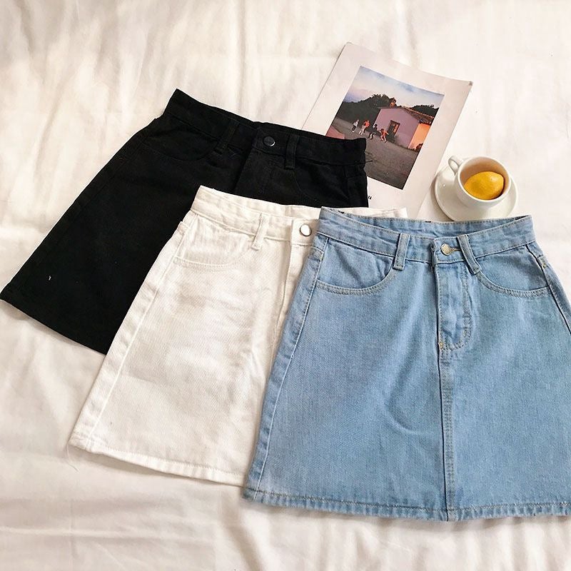 2020 High Waist Denim Skirt Women'S Korean-Style All-Match Simple Casual Hip A- Line Skirt Ins Trendy - Image 2