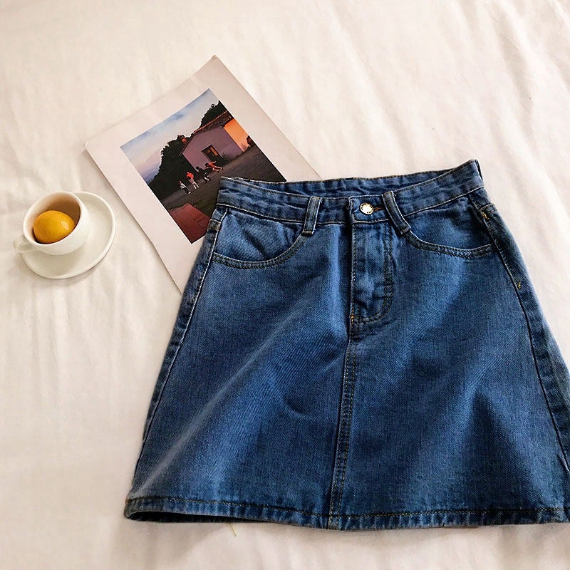 2020 High Waist Denim Skirt Women'S Korean-Style All-Match Simple Casual Hip A- Line Skirt Ins Trendy - Image 1