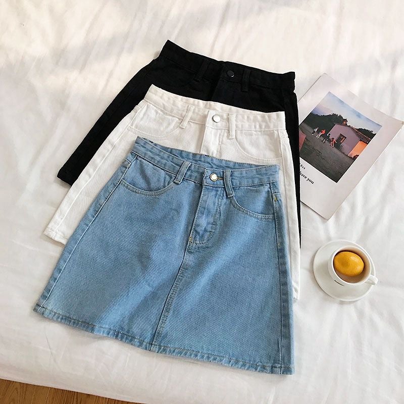 2020 High Waist Denim Skirt Women'S Korean-Style All-Match Simple Casual Hip A- Line Skirt Ins Trendy - Image 3