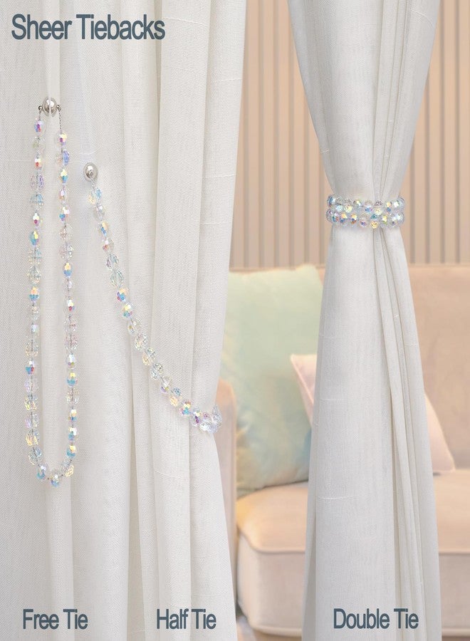 PEDOBO Magnetic Curtain Tiebacks, Faceted Disco Crystal Glass Beaded Curtain Tiebacks Drapery Shower Sheer Curtain Holdbacks Boho Farmhouse Home Decor (AB) - Image 4