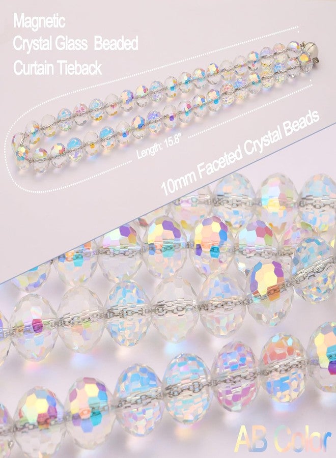 PEDOBO Magnetic Curtain Tiebacks, Faceted Disco Crystal Glass Beaded Curtain Tiebacks Drapery Shower Sheer Curtain Holdbacks Boho Farmhouse Home Decor (AB) - Image 3
