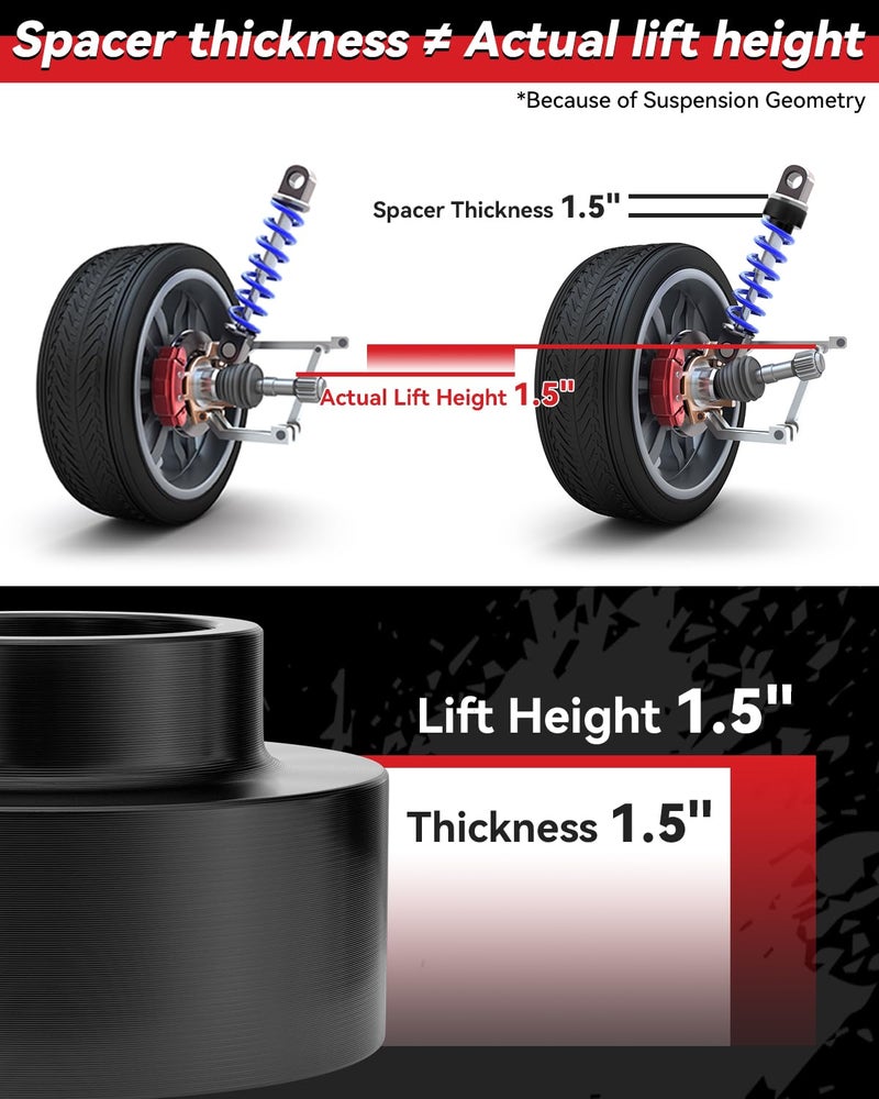 PROEZE 1.5" Rear Leveling Lift Kit Coil Spring Spacers for 2009-2024 Ram 1500 2WD 4WD, Rear Strut Spacers Suspension Leveling Kit - Image 4