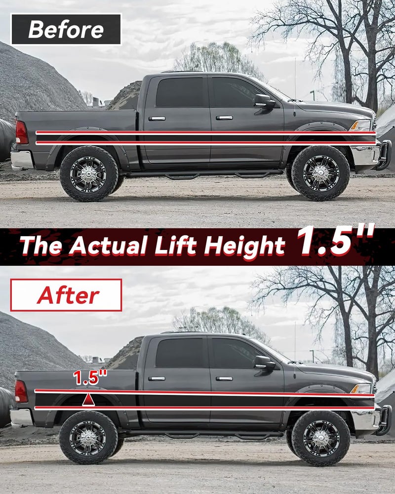 PROEZE 1.5" Rear Leveling Lift Kit Coil Spring Spacers for 2009-2024 Ram 1500 2WD 4WD, Rear Strut Spacers Suspension Leveling Kit - Image 3