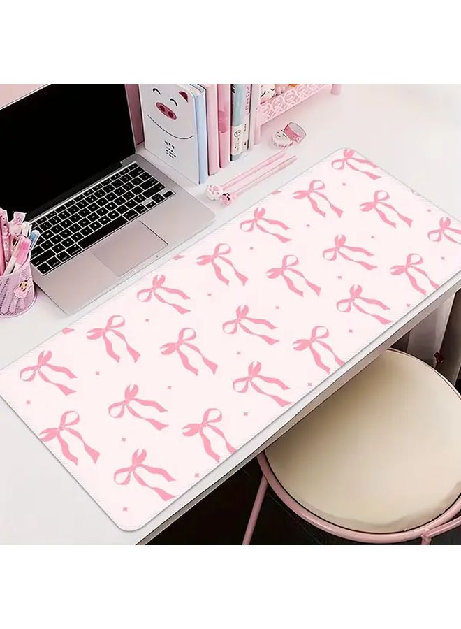Pink Gaming Mouse Pad With Heart Bow Design Washable Non Slip Large 20x20 Size - Image 1
