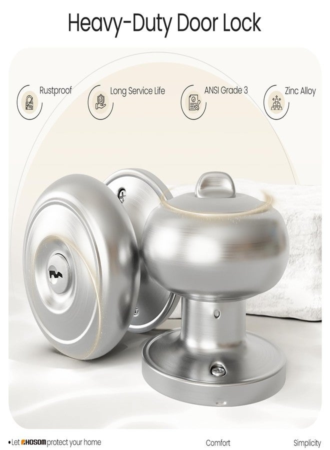 HOSOM Door Knob with Lock and Key, Keyed Entry Door Knob, Exterior and Interior Door Lock for Front Door Commercial and Residential Area, Entry Door Handle for Bedroom and Bathroom - Image 5