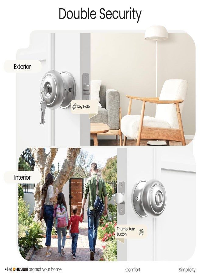 HOSOM Door Knob with Lock and Key, Keyed Entry Door Knob, Exterior and Interior Door Lock for Front Door Commercial and Residential Area, Entry Door Handle for Bedroom and Bathroom - Image 4