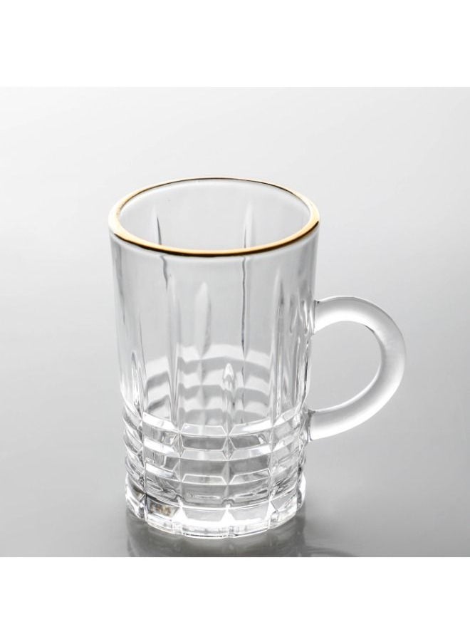 Soleter Tea and Coffee Glass Cups and Saucers| British Tea Cups | Set of 6 (Glass), TRANSPARENT 6pcs 4oz Tea Cups + 6pcs Saucers With Gold Rim On Top  - Image 4