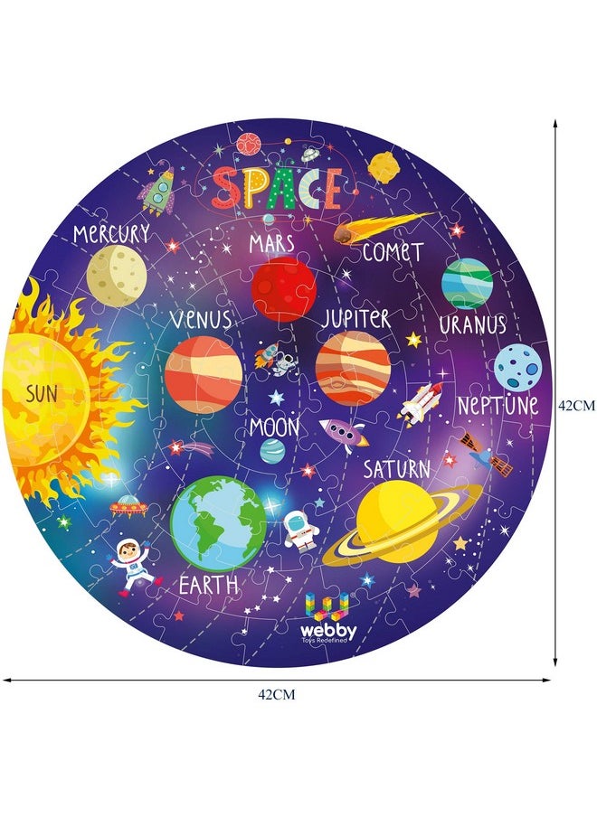 Webby Amazing Outer Space Solar System 60 Pieces Jigsaw Floor Puzzle With 4 Double Sided Flashcards (Multicolour)  - Image 2