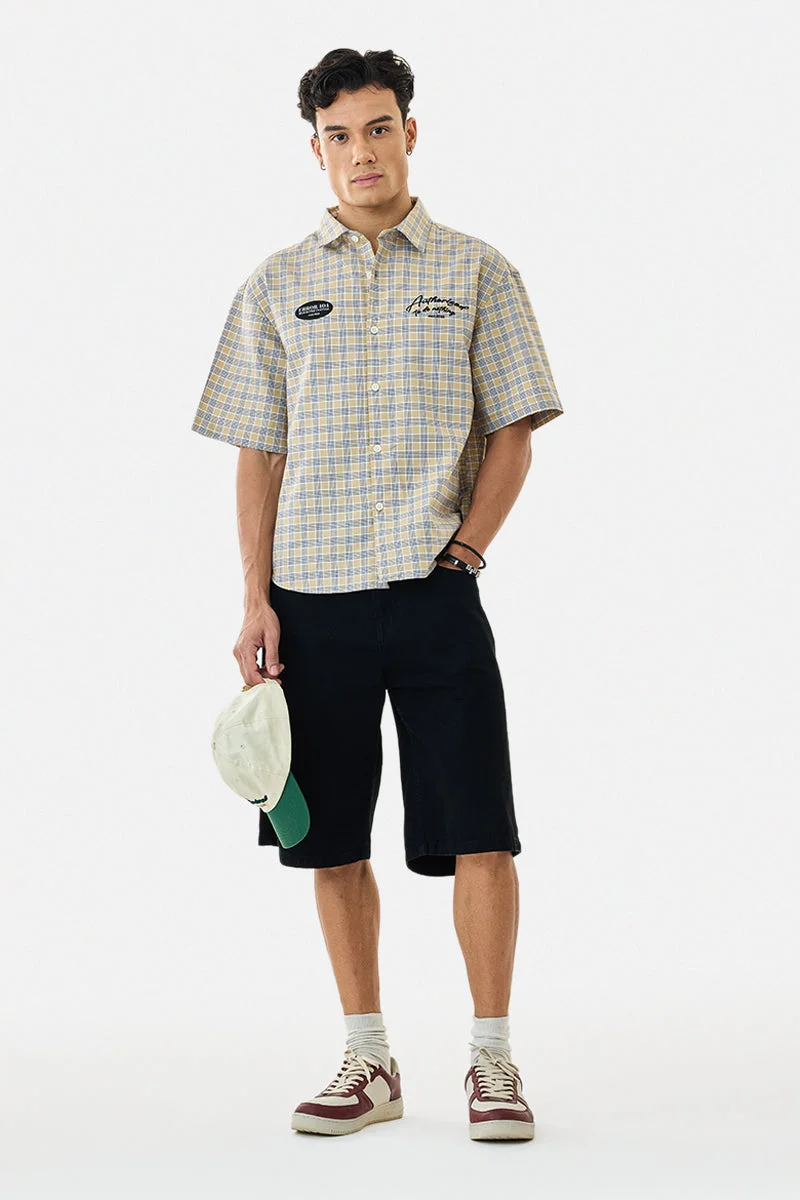 SNITCH Box Fit Embroidered Checks Shirt