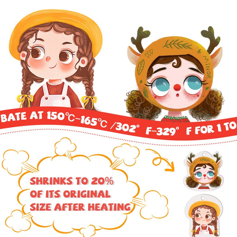 OFNMY 225PCS Shrinky Dink Sheets Keychains Kit,Shrink Plastic Sheets Kit with 25PCS Shrinky Dink Paper,100PCS Keychains and Open Iron Ring for Kids Creative Craft Marking,Handprint(8x5.7inch/20x14.5cm) - Image 3