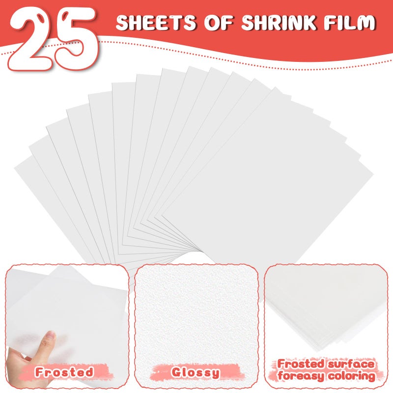 OFNMY 225PCS Shrinky Dink Sheets Keychains Kit,Shrink Plastic Sheets Kit with 25PCS Shrinky Dink Paper,100PCS Keychains and Open Iron Ring for Kids Creative Craft Marking,Handprint(8x5.7inch/20x14.5cm) - Image 5