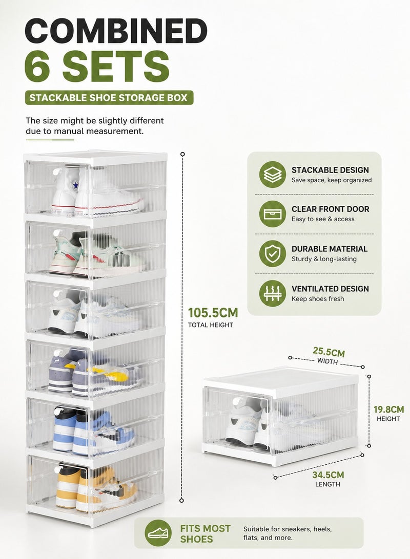 ARNOTEC Shoe Storage Organizer, Clear Installation-free Foldable Stackable Shoe Box Pack Shoe Rack, Portable Cabinet Rack (Transparent 6 Tier)) - Image 3