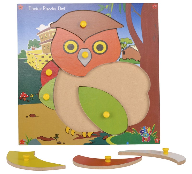 Skillofun Kids Wooden Theme Puzzle Standard Owl Knobs, Multi Color - Image 2