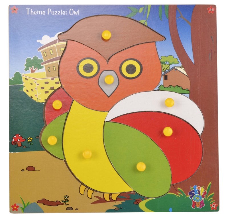Skillofun Kids Wooden Theme Puzzle Standard Owl Knobs, Multi Color - Image 5