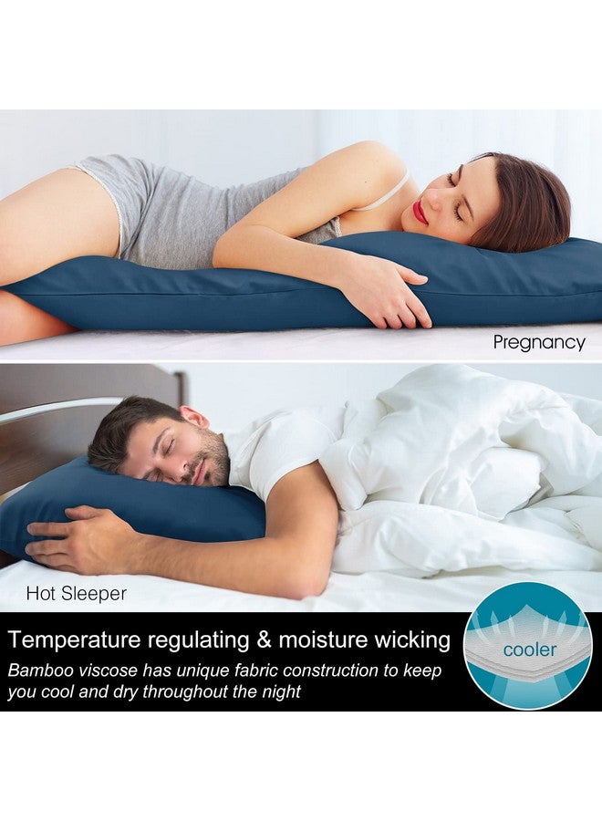BEDELITE BEDELITE Body Pillow Cover, Navy Blue, 20x54 Inches, Rayon Made from Bamboo, Breathable & Silky Soft, Cooling Body Pillow Cover for Hot Sleepers, Night Sweats - Image 3