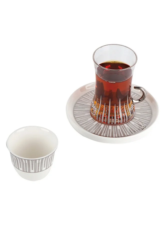 Bien Servi 18-Piece Platinum Rays Elegant Design Tea Set Multicolour 9 x 32 x 38 cm 11995B