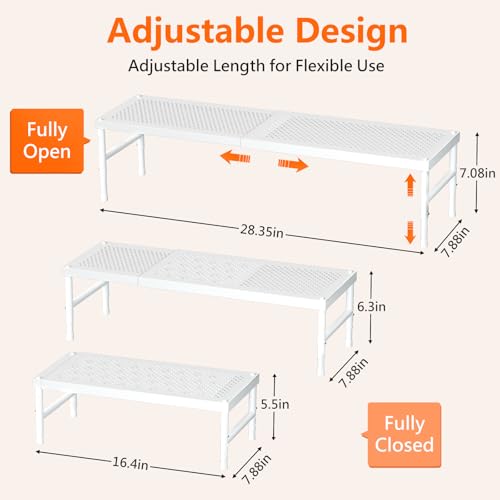 HI NINGER Expandable adjustable stackable kitchen organizerSpice RacksCounter Shelf for CabinetsSmall Cupboard OrganizersHeavy Duty Metal Pantry Storage Shelves Racks for kitchencabinet - Image 3