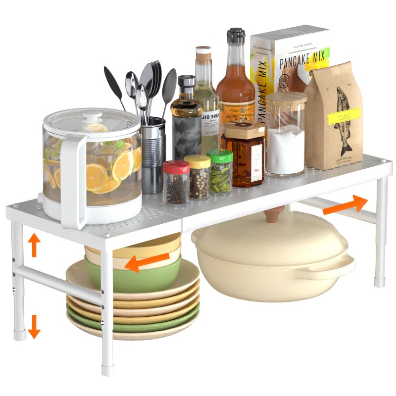 HI NINGER Expandable adjustable stackable kitchen organizerSpice RacksCounter Shelf for CabinetsSmall Cupboard OrganizersHeavy Duty Metal Pantry Storage Shelves Racks for kitchencabinet - Image 2