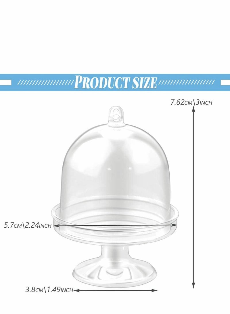 SYOSI أكواب الحلويات، 12 مجموعة من زينة طاولة الحلويات الصغيرة من البلاستيك مع قبة، حامل كعكة صغيرة، حامل كب كيك، قبة حلوى فردية، حوامل الماكرون - Image 2