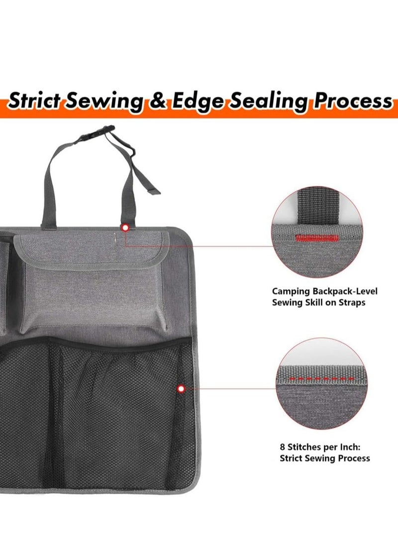 Car Trunk Organizer,Super Capacity Car Organizer SUV,Equipped with Robust Elastic Net, Hanging Car Storage Organizer with Lids,Space Saving Expert 35*18 inch,Grey