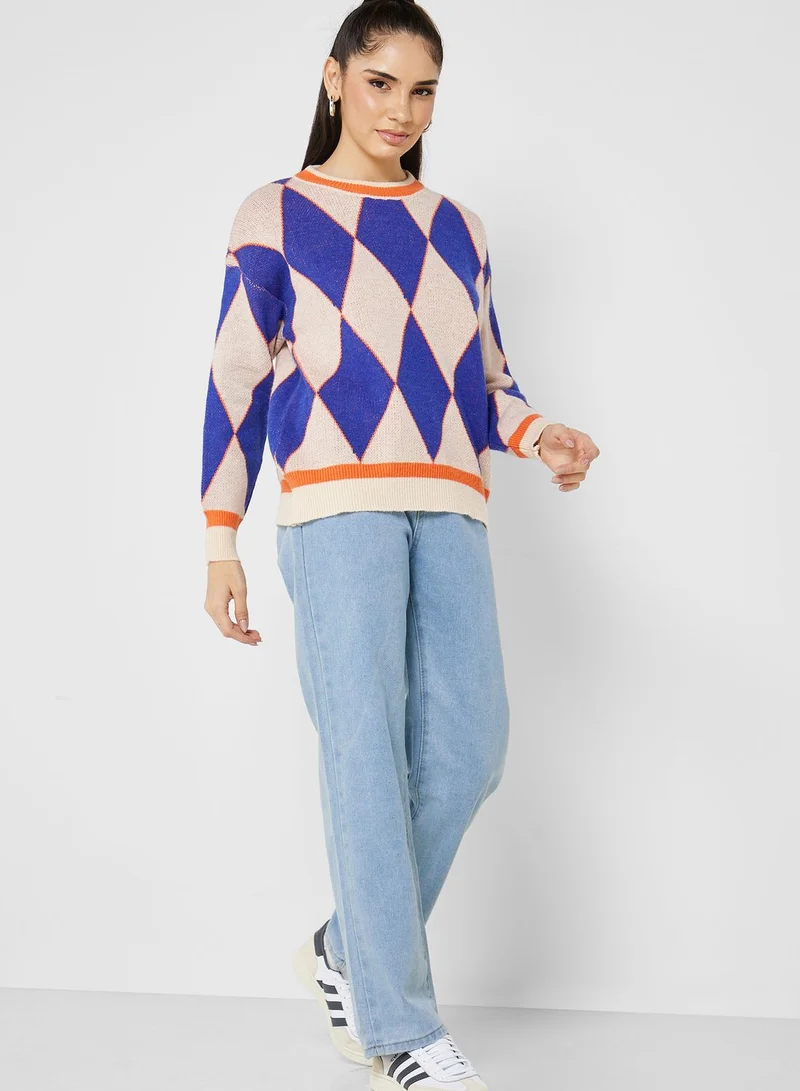 Ginger Checkered Intarsia Sweater