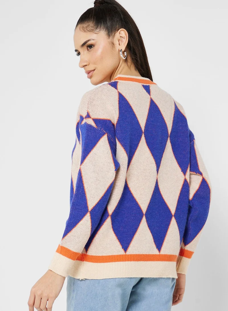 Ginger Checkered Intarsia Sweater