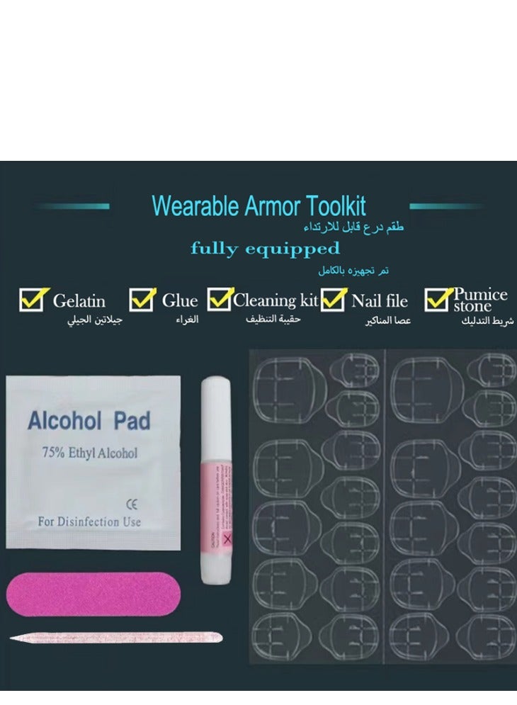 جوسكوين أظافر لاصقة، 24 قطعة، أظافر لاصقة بسيطة باللونين الوردي والأبيض، شكل باليرينا قصير، أظافر صناعية عصرية ومتعددة الاستخدامات، رقع أظافر قابلة لإعادة الاستخدام. أظافر أكريليك مع مجموعة غراء. - Image 4