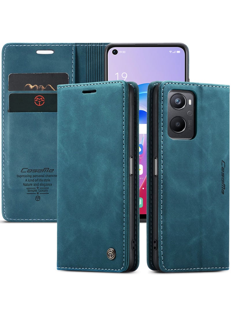 CaseMe Phone Case Luxury PU Leather Design 013 Flip Cover Card Slot Holder Cover For OPPO A76 4G/ REALME 9i 4G / Oppo  A36 4G/ A96 4G (Green) - Image 1