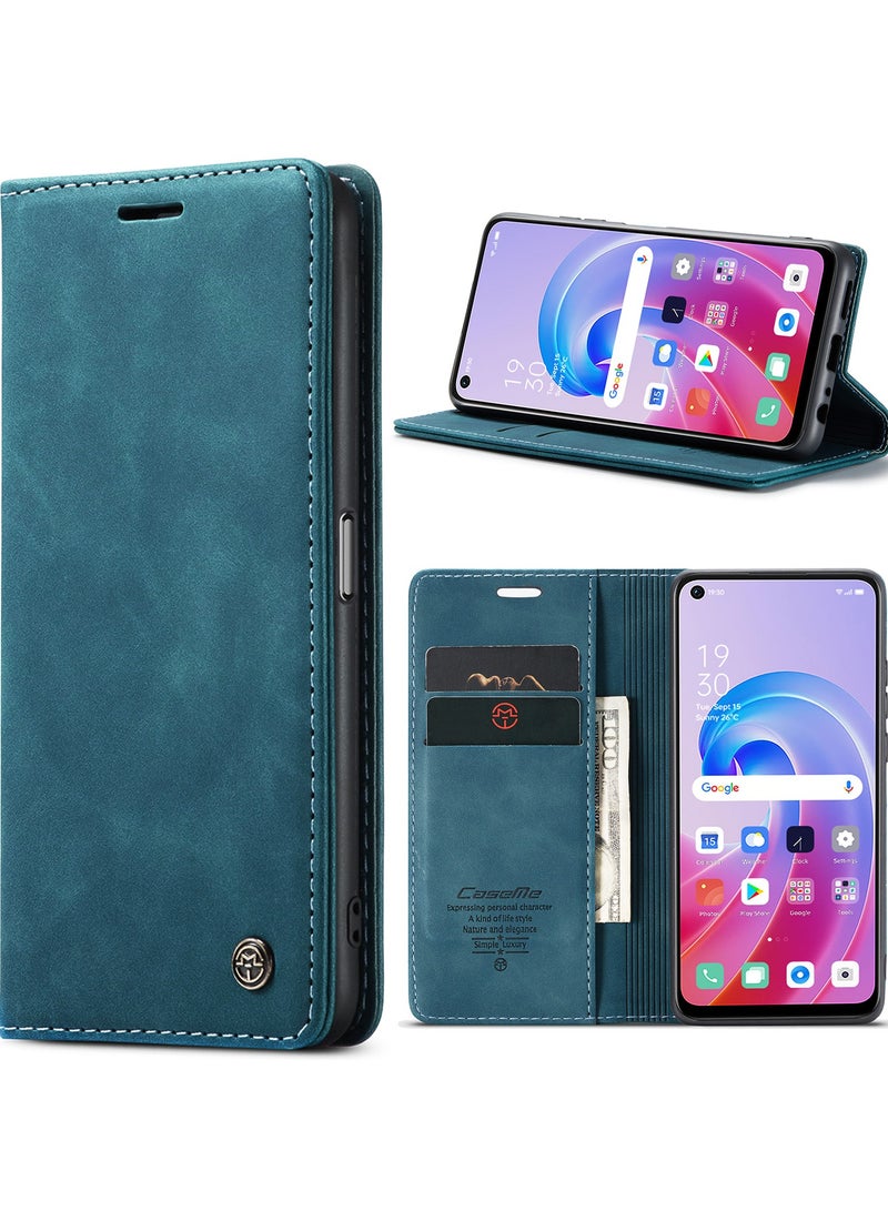 CaseMe Phone Case Luxury PU Leather Design 013 Flip Cover Card Slot Holder Cover For OPPO A76 4G/ REALME 9i 4G / Oppo  A36 4G/ A96 4G (Green) - Image 2