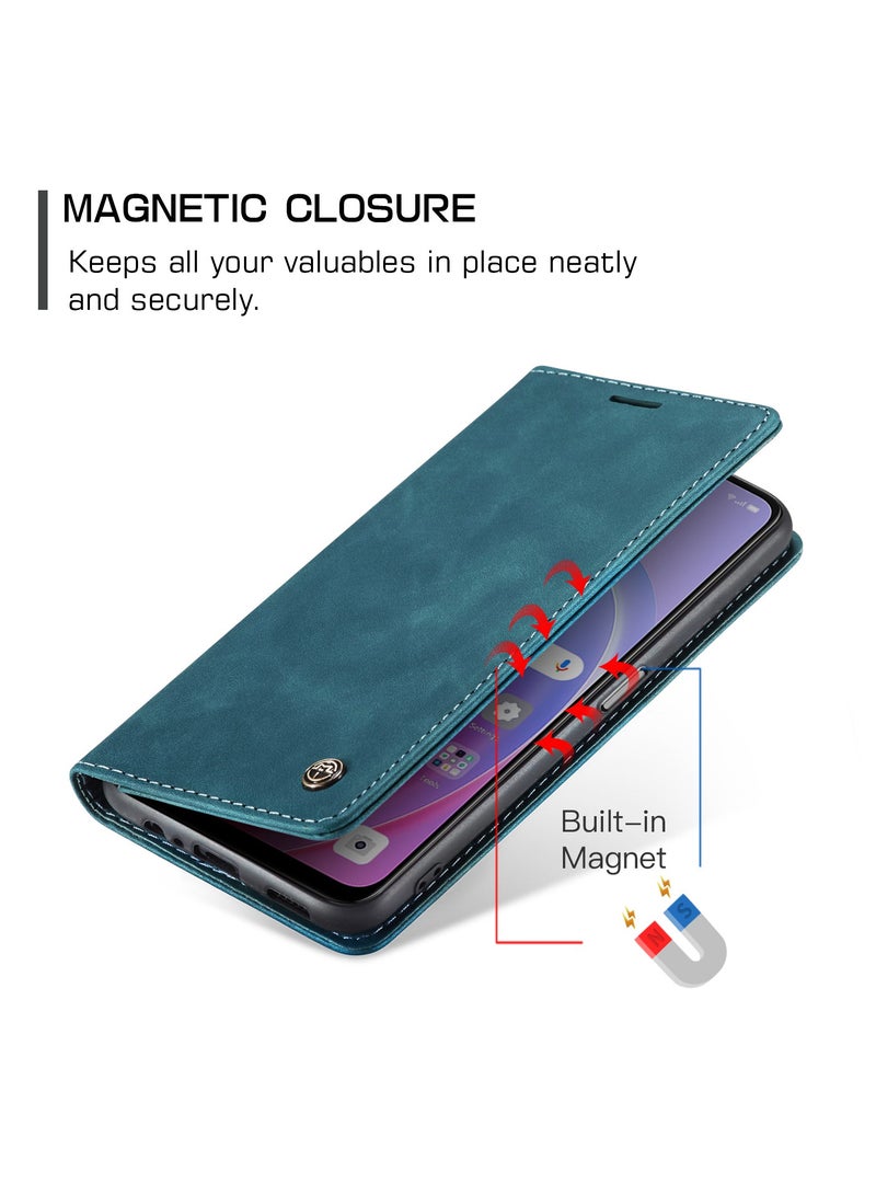 CaseMe Phone Case Luxury PU Leather Design 013 Flip Cover Card Slot Holder Cover For OPPO A76 4G/ REALME 9i 4G / Oppo  A36 4G/ A96 4G (Green) - Image 3