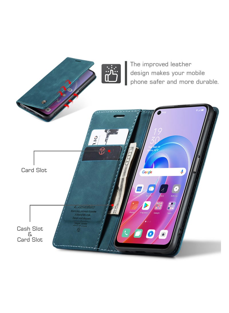 CaseMe Phone Case Luxury PU Leather Design 013 Flip Cover Card Slot Holder Cover For OPPO A76 4G/ REALME 9i 4G / Oppo  A36 4G/ A96 4G (Green) - Image 4