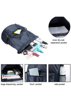 GUSGU Drawstring Backpack, Water Resistant Bag, Gym Sports Bag with Water Bottle Holder and Zipper Pockets for Men Women, Blue,Classic  - Image 3