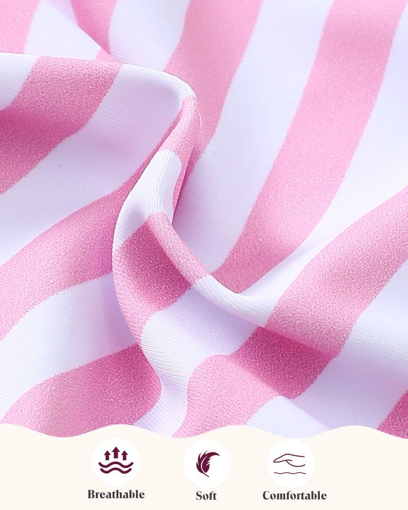 Mioglrie Baby Swimsuit Girl Infant Bathing Suits Newborn 3-6 Month for Girls Summer Beach Swim Suit Pink Ruffle Stripe One Piece Swimwear - Image 4