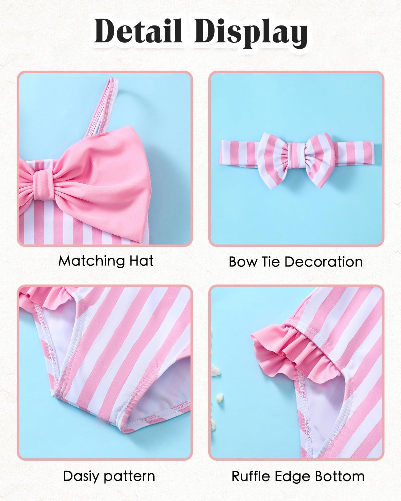 Mioglrie Baby Swimsuit Girl Infant Bathing Suits Newborn 3-6 Month for Girls Summer Beach Swim Suit Pink Ruffle Stripe One Piece Swimwear - Image 5