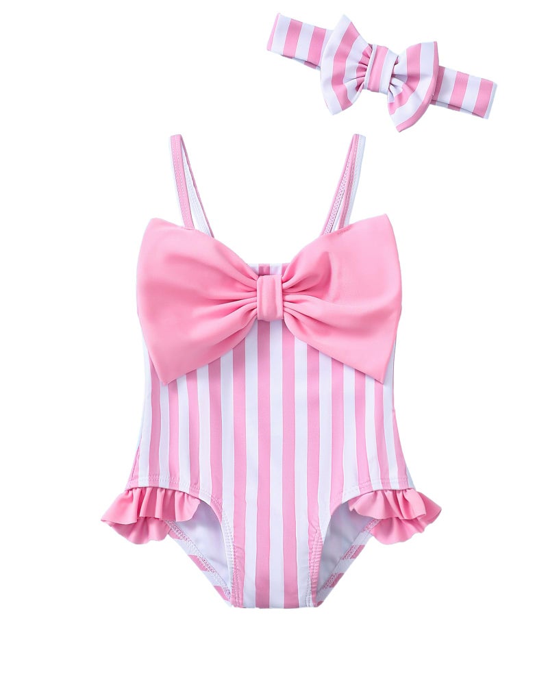 Mioglrie Baby Swimsuit Girl Infant Bathing Suits Newborn 3-6 Month for Girls Summer Beach Swim Suit Pink Ruffle Stripe One Piece Swimwear - Image 3