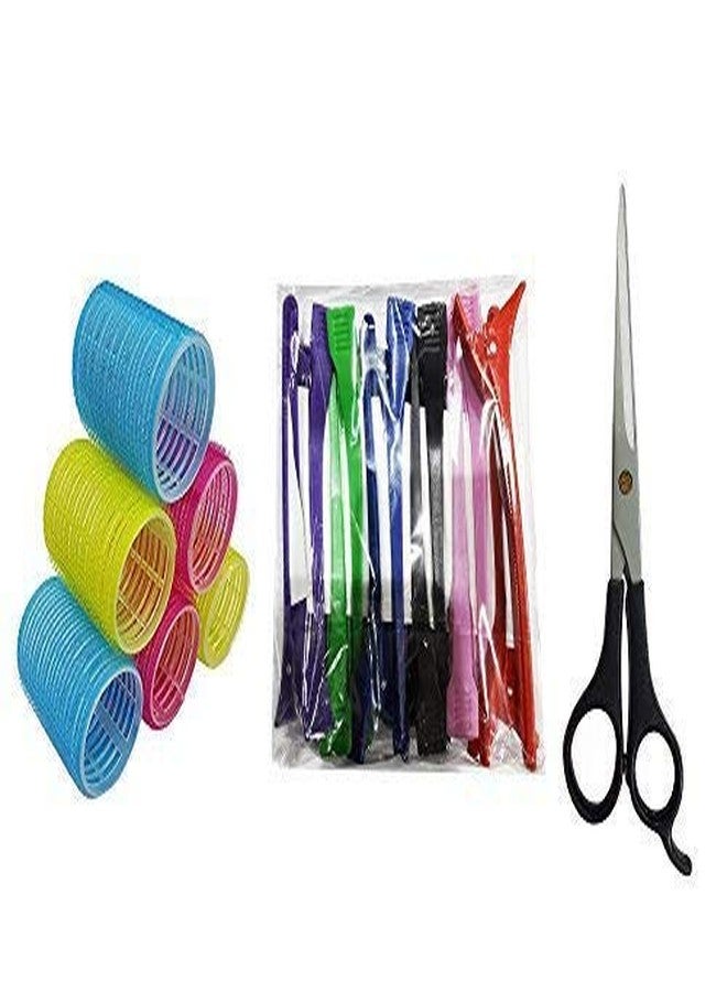 فورين هوليكس مجموعة إكسسوارات الشعر من فوريينهوليكس، تتضمن مشابك تقسيم الشعر، ومجموعة من 6 قطع من بكرات تجعيد الشعر ومقص قص الشعر للنساء والفتيات للاستخدام المنزلي... - Image 2