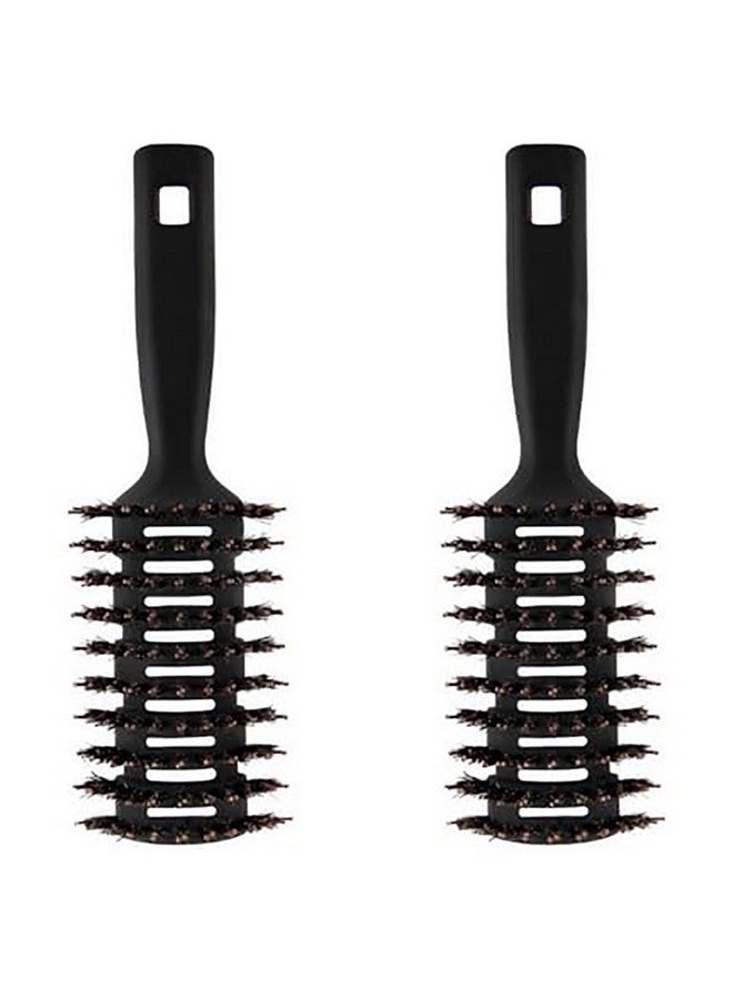 Hearts Hair Brush | Flexible Bristles Brush | Hair Brush With Paddle | Quick Drying Hair Brush | Suitable For All Hair Types | Round Vented Hair Brush | 2 Piece | C13-X-Blk | Black - Image 1